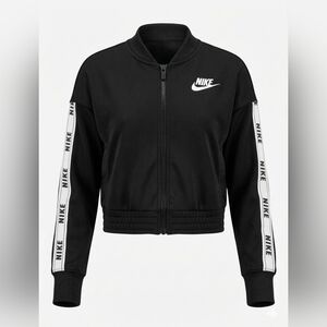Nike Sportswear Girl's Logo Tape Track Jacket - Black/White XS